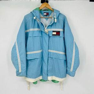 Vintage 90s Tommy Hilfiger Mens Full Zip Windbreaker Jacket Blue XL